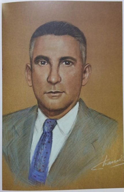 Retrato al pastel de Petronio Molina, presidente del club en 1950