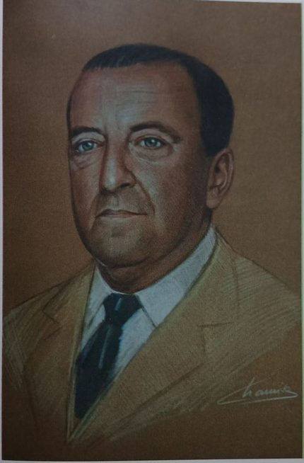 Retrato al pastel de Miguel Valeri Paoli, presidente del club en 1952