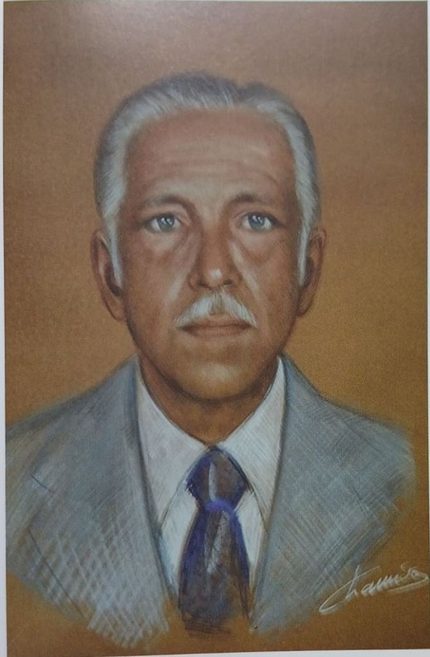 Retrato al pastel de Juan Luis Mora W., presidente del club en 1980-1983